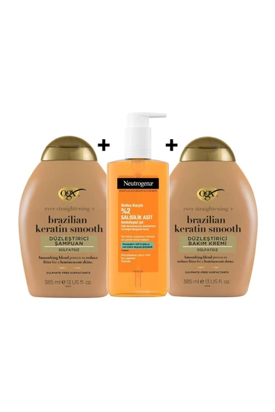 NEUTROGENA Sivilce Karşıtı Günlük Yüz Temizleme Jeli 200 Ml + Ogx Keratin Smooth Sülfatsız Şampuan - Resim 2