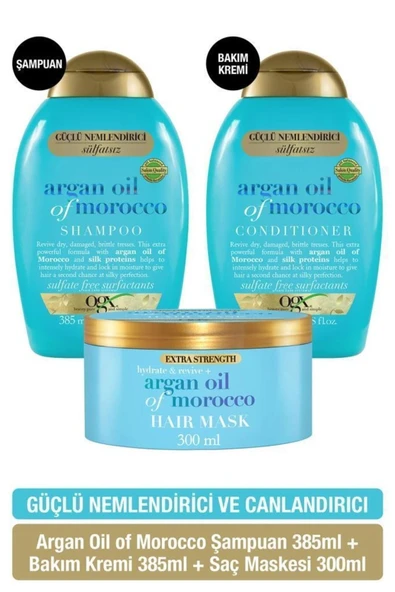 OGX Nemlendirici Argan Oil Of Morocco Sülfatsız Şampuan Sülfatsız Saç Kremi Saç Maskesi