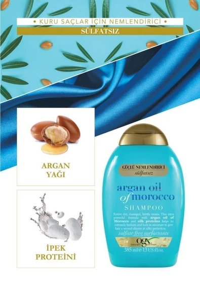 OGX Argan Oil Of Morocco Sülfatsız Şampuan + Saç Bakım Kremi + Argan Oil Of Morocco Saç Bakım Yağı - 3