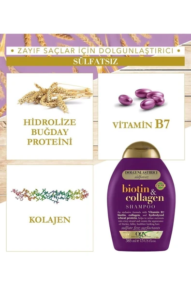 OGX Şampuan Biotin&collegen 385 Ml - Resim 3