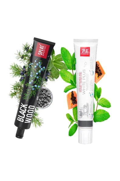 SPLAT Blackwood Beyazlatıcı Diş Macunu 75 ml + White Plus Diş Macunu 100 ml