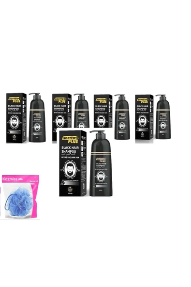 SOFTTO PLUS Black Hair Saç Siyahlaştırıcı Şampuan Pompalı 5li +lif