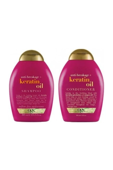 OGX Keratin Oil Kırılma Karşıtı Şampuan 385 ml + Saç Kremi 385 ml