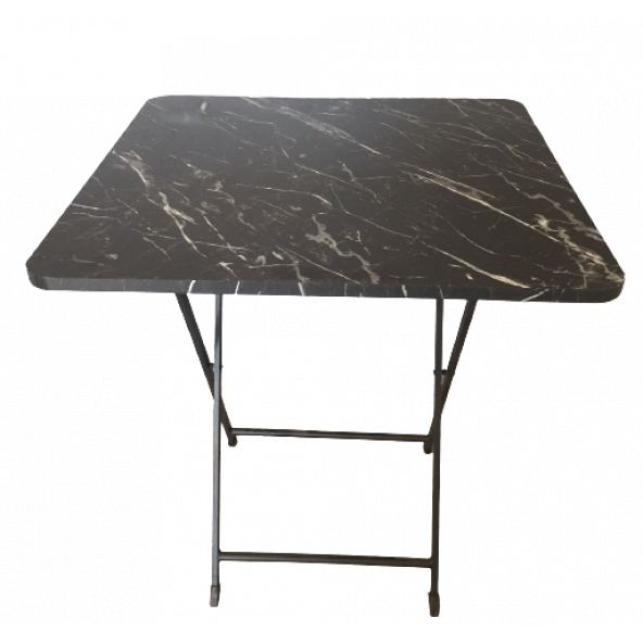 Mutfak Masa Takımı Siyah Mermer Desenli Kare - 70 cm