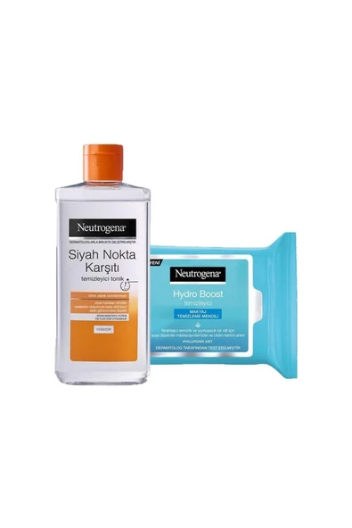 NEUTROGENA Hydro Boost Makyaj Temizleme Mendili 25' Li Ve Siyah Nokta Temizleyici Tonik 200 Ml
