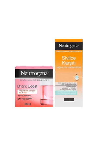 NEUTROGENA Bright Boost Jel Krem 50 ml Ve Yağsız Yüz Nemlendiricisi 50 ml