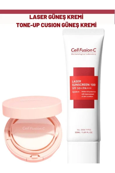 CELL FUSİON C Renklendirici Tüm Cilt Tipleri Için Yüksek Koruyucu Kompakt Güneş Kremi Ve Laser Güneş Kremi Seti ürün görseli 1