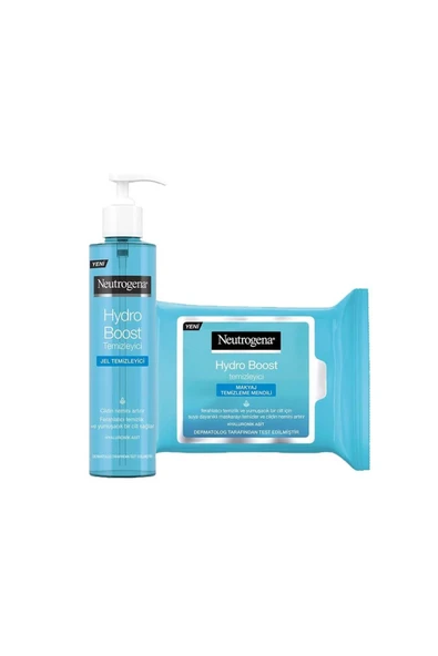 NEUTROGENA Hydro Boost Water Gel Temizleyici 200 ml Ve Makyaj Temizleme Mendili 25' Li