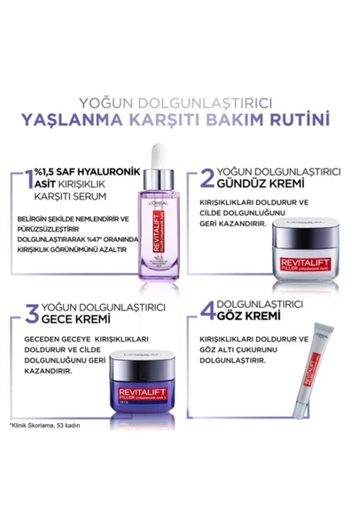 L'OREAL PARİS L'oréal Paris Revitalift Filler Yoğun Dolgunlaştırıcı Yaşlanma Karşıtı Gece Kremi 50ml - Hyaluronik - 7