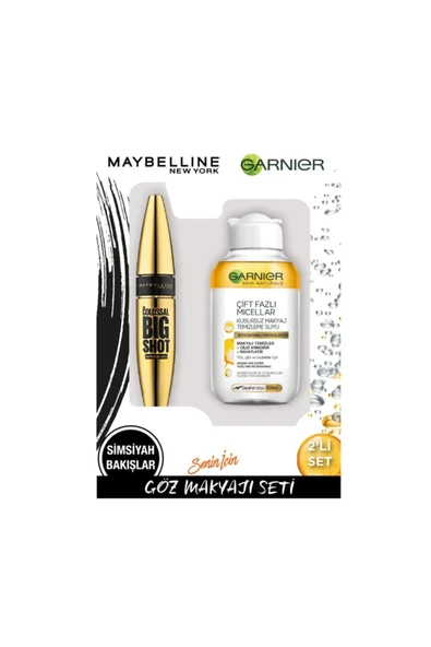 MAYBELLİNE NEW YORK Bigshot Black Maskara + Garnier Micellar 100ml Ikili Set