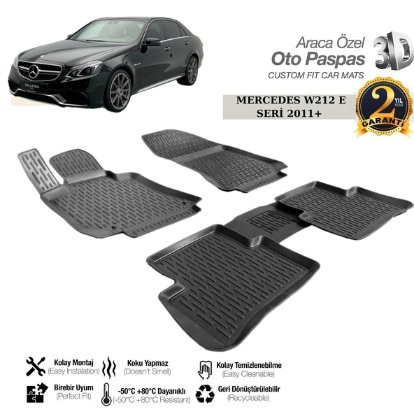 3D PASPAS SİYAH MERCEDES E SERİSİ W212 2011+