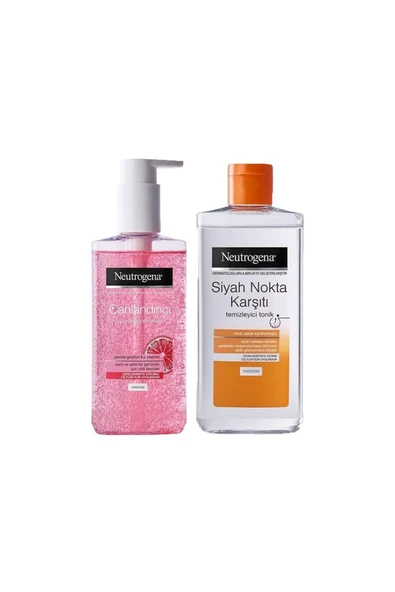 NEUTROGENA Yüz Yıkama Jeli Pembe Greyfurt 200 Ml Ve Siyah Nokta Temizleyici Tonik 200 Ml