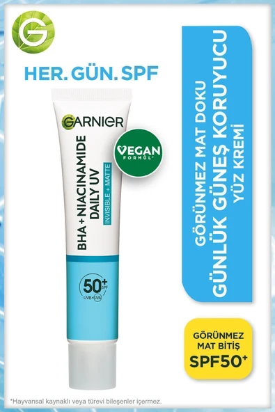 GARNİER Saf Ve Temiz Bha Niasinamid Günlük Güneş Koruyucu Fluid Yüz Kremi Spf50 40ml