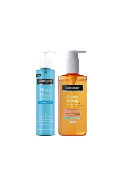 NEUTROGENA Hydro Boost Water Gel Temizleyici 200 Ml Ve Yağsız Yüz Temizleme Jeli 200 Ml