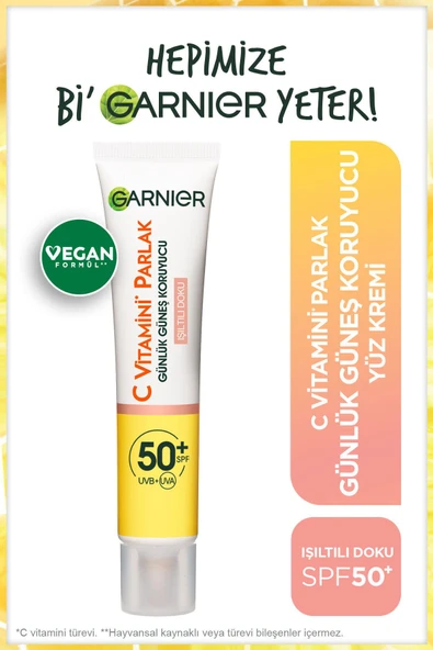 GARNİER C Vitamini Parlak Günlük Uv Korumalı Güneş Yüz Kremi Spf50 Işıltılı Doku 40ml