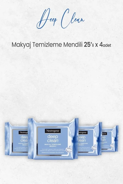 NEUTROGENA Deep Clean Makyaj Temizleme Mendili 25' Li X 4 Adet ürün görseli