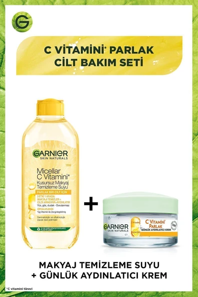GARNİER Micellar C Vitamini Kusursuz Makyaj Temizleme Suyu & C Vitamini Parlak Günlük Aydınlatıcı Krem ürün görseli 1