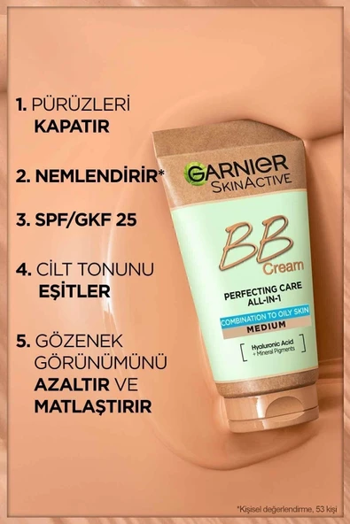 GARNİER Karma ve Yağlı Ciltler için BB Krem Orta Ton SPF 20 50 ml - 2