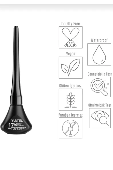 PASTEL 3 Adet Suya Dayanıklı Siyah Waterproof Dipliner 17h Deep Matte Waterproff Dipliner 4,5 Ml - 2