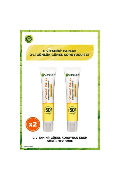 GARNİER 2'li Garnier C Vitamini Parlak Günlük Güneş Koruyucu Fluid Yüz Kremi SPF50+ 40ml