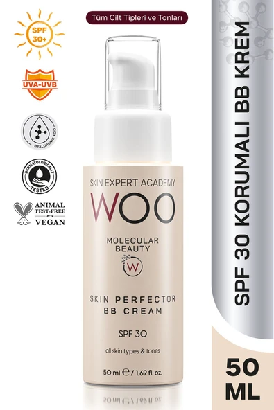 WOO SKİN EXPERT ACADEMY Skin Perfector Cilt Kusursuzlaştıcı, Ton Eşitleyici Kapatıcı SPF 30 Güneş Korumalı BB Yüz Kremi 50ml