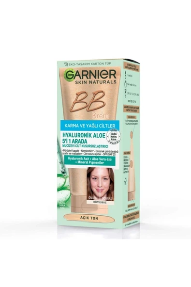 GARNİER Bb Krem Karma Ve Yağlı Ciltler Için Açık Ton Aloe Vera Özlü 50 ml