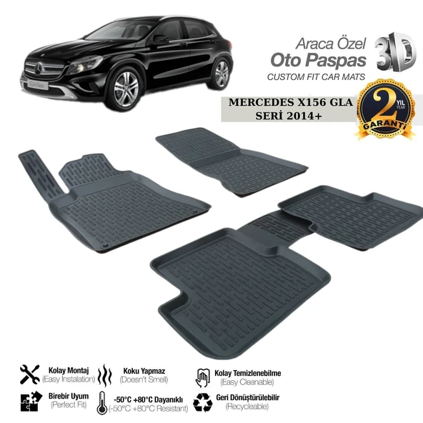 3D PASPAS SİYAH MERCEDES GLA SERİSİ X156 2014+