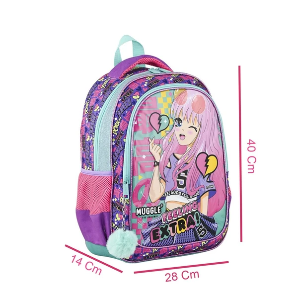 Muggle 2 Bölmeli Anime Okul Çantası + Termoslu Beslenme Çantası - 3