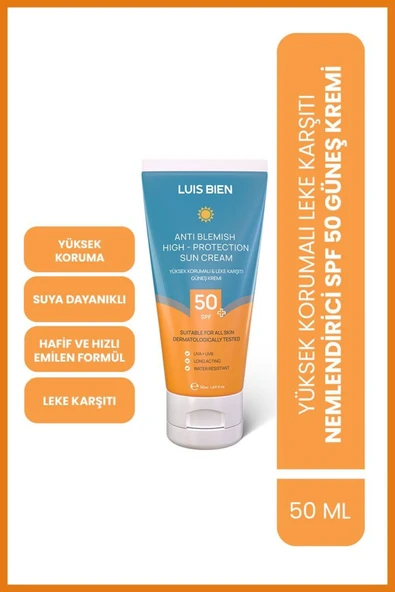 LUİS BİEN Leke Karşıtı SPF 50+ Güneş Kremi Yüksek Koruma Nemlendirici Tüm Cilt Tipleri İçin 2'li Set - 3