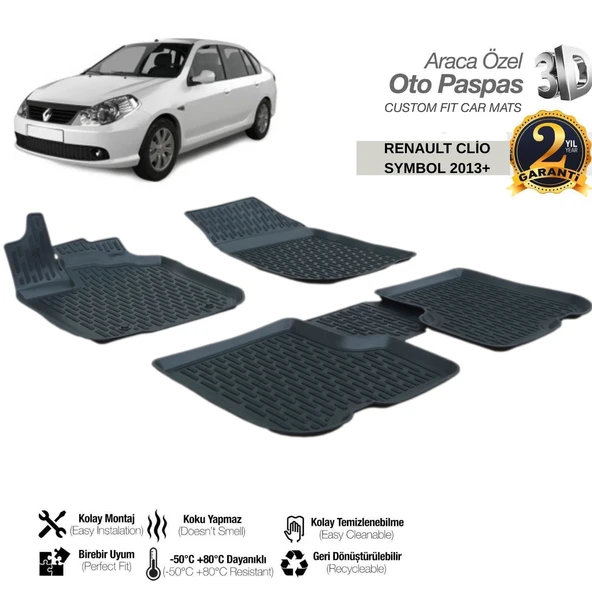 3D PASPAS SİYAH RENAULT CLIO SYMBOL 2013+