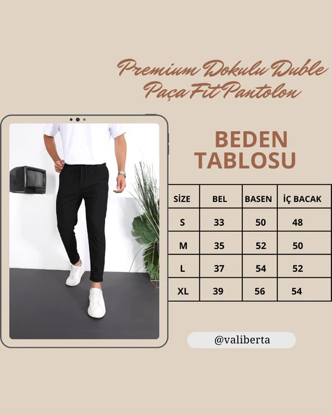 Premium Dokulu Duble Paça  Fit Pantolon - Taş - 6