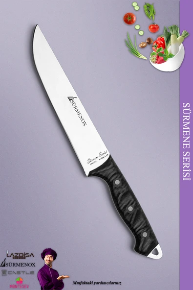 Sürmene Serisi Mutfak Bıçak Et Ekmek Sebze Salata Bıçağı Siyah No:1 Mft-005