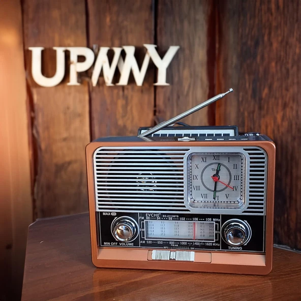 Upway Güneş Enerjili Fenerli Şarjlı Retro Bluetooth Hoparlör FM AM SW Nostaljik Acil Durum Radyosu - 2