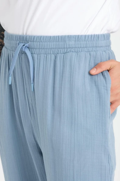 Hafif ve Rahat Müslin Baggy Erkek Pantolon - Soğuk Mavi - 2