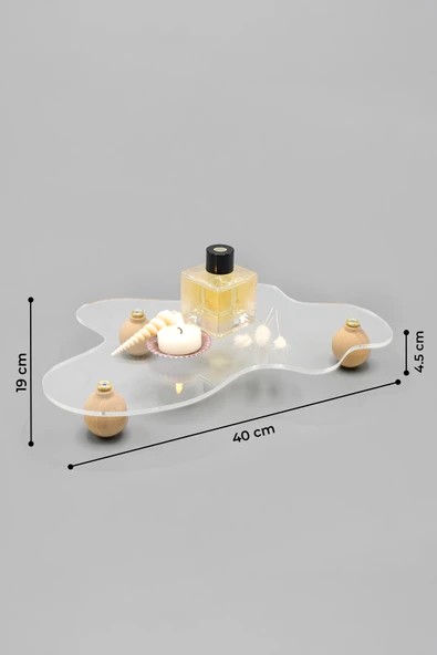 Ahşap Ayaklı Dalgalı Şeffaf, Dekoratif Düzenleyici, Sunumluk - 4