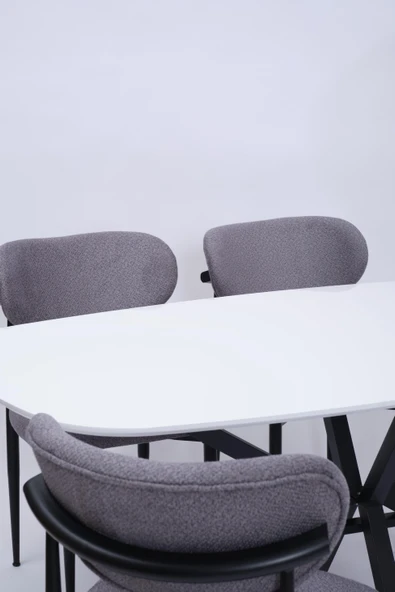 Çapraz Polo Demir High Gloss Yemek Masa Sandalye Takımı 90x160 - Resim 4