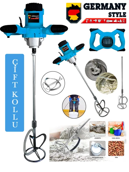 Germany Style 1800W  Elektrikli Devir Ayarlı Alçı Boya Ve Harç Karıştırıcı Mixer - 3