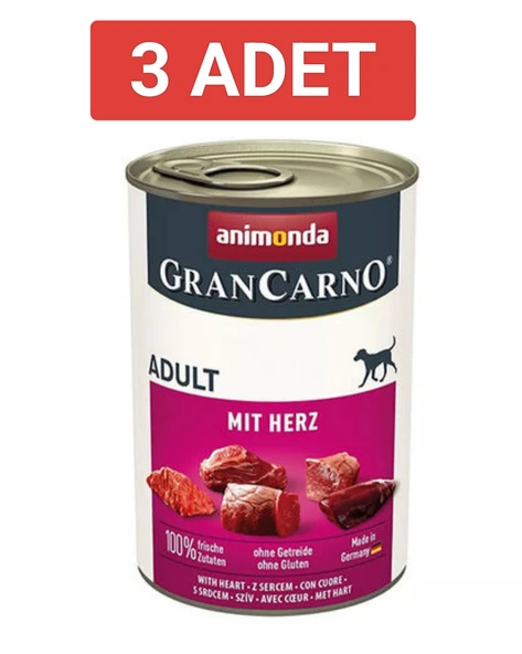 Animonda Gran Carno Sığır Etli ve Yürekli Köpek Konservesi 400gr x 3 Adet - 5