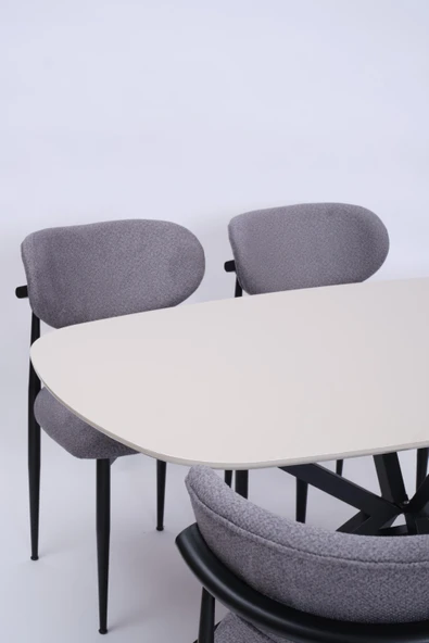 Çapraz Polo Demir High Gloss Yemek Masa Sandalye Takımı 90x160 - Resim 9