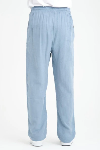 Hafif ve Rahat Müslin Baggy Erkek Pantolon - Soğuk Mavi - 7