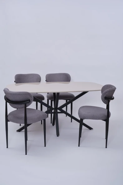 Çapraz Polo Demir High Gloss Yemek Masa Sandalye Takımı 90x160 - Resim 8