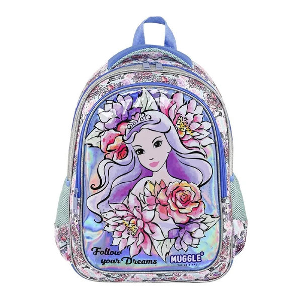 Muggle 2 Bölmeli Princess Okul Sırt Çantası Mor (MU-9000)