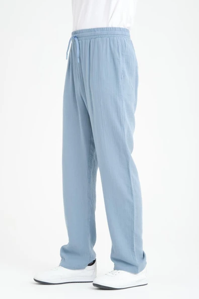 Hafif ve Rahat Müslin Baggy Erkek Pantolon - Soğuk Mavi - 5