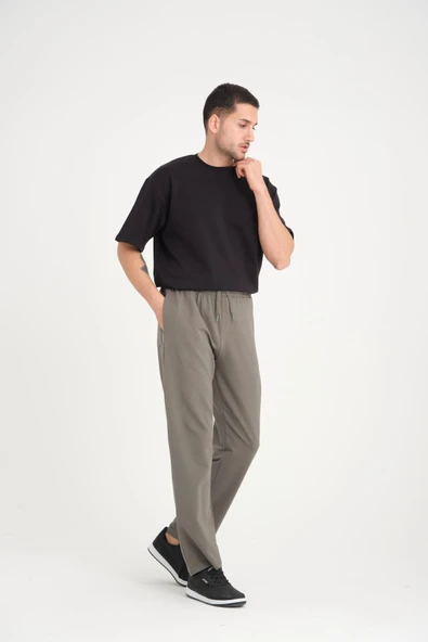 İki İplik Baggy Kalıp Eşofman Altı/Pantolon - Avcı Yeşili - 4