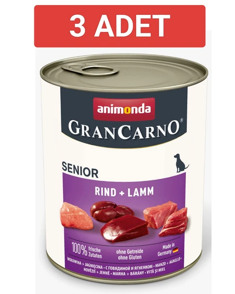 Animonda Gran Carno Senior Sığır Etli ve Kuzulu Yaşlı Köpek Konservesi 400gr x 3 Adet - 4