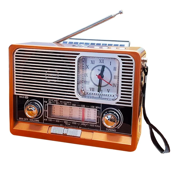 Upway Güneş Enerjili Fenerli Şarjlı Retro Bluetooth Hoparlör FM AM SW Nostaljik Acil Durum Radyosu ürün görseli 1