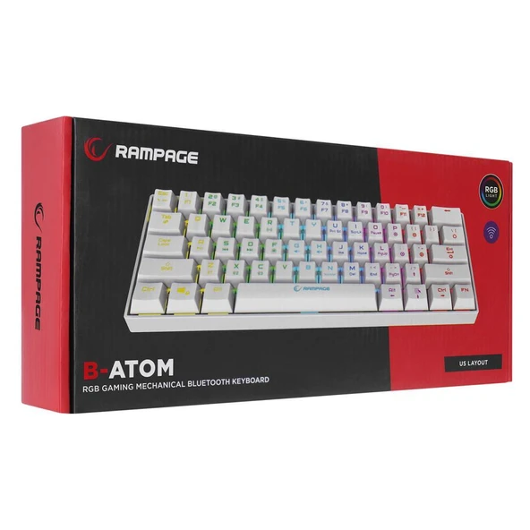 Rampage KB-RX63 B-ATOM Beyaz Bluetooth RGB Backlight RED SWITCH US Layout English 63 Tuşlu Mini Gaming Oyuncu Klavyesi Rampage - 7