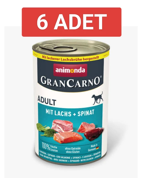 Animonda Gran Carno Adult Somonlu ve Ispanaklı Yetişkin Köpek Konservesi 400gr x 6 Adet - 3