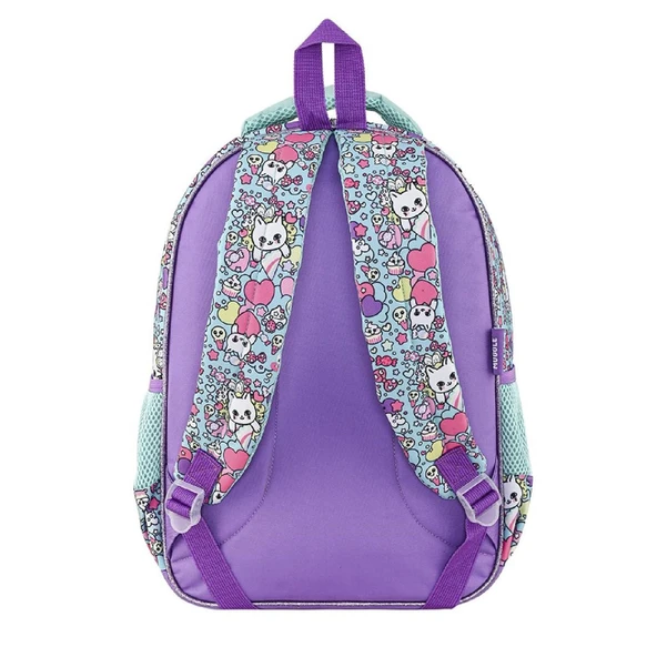 Muggle 2 Bölmeli Pretty Cat Meow Okul Sırt Çantası Mor (MU-9022) - 3