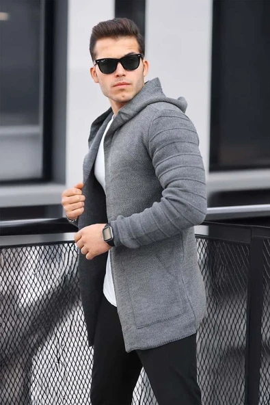 Füme Erkek Düz Panço Hırka ürün görseli